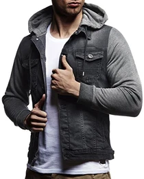 Herren Sweat-Jacke Denim Vintage Jeans-Jacke für Männer mit Kapuze Slim-Fit Langarm Freizeit Hoodie verwaschen Casual LN5615 Anthrazit Medium