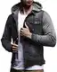 Leif Nelson Herren Sweat-Jacke Denim Vintage Jeans-Jacke für Männer mit Kapuze Slim-Fit Langarm Freizeit Hoodie verwaschen Casual LN5615 Anthrazit Medium