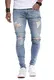 Leif Nelson Herren Jeans Hose Slim Fit Denim Blaue graue Lange Jeanshose für Männer Coole Jungen weiße Stretch Freizeithose Schwarze Cargo Chino Sommer Winter Basic LN9150 Hell Blau W32/L32