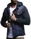 Leif Nelson Herren Sweat-Jacke Denim Vintage Jeans-Jacke für Männer mit Kapuze Slim-Fit Langarm Freizeit Hoodie verwaschen Casual LN5615 Blau Medium