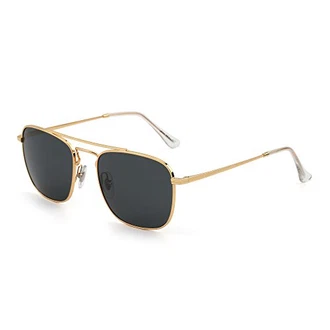 JIM HALO Retro Platz Flieger Sonnenbrille Gold/Grau