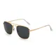 JIM HALO Retro Platz Flieger Sonnenbrille Premium Glas Linse Flach Metall Gläser Damen Herren(Gold/Grau)