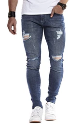 Herren Hose Jeans Stretch Jeanshose Chino Cargo Hose Jogger Freizeithose Denim Slim Fit LN9150BL; W32L32, Dunkel Blau