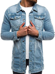 Herren Jeansjacke Jacke Jeans Übergangsjacke Herbstjacke Vintage Herrenjacke Herbst Übergangs Denim Bikerjacke Jacket Denim Winter Knopfverschluss 777/6264K HELLBLAU S