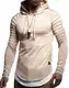 Leif Nelson Herren Kapuzenpullover Slim Fit Baumwolle-Anteil Moderner weißer Herren Hoodie-Sweatshirt-Pulli Langarm Herren schwarzer Pullover-Shirt mit Kapuze LN8155 Beige Medium