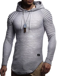 Herren Kapuzenpullover Slim Fit Baumwolle-Anteil Moderner weißer Herren Hoodie-Sweatshirt-Pulli Langarm Herren schwarzer Pullover-Shirt mit Kapuze LN8128 Dunkel Grau Medium