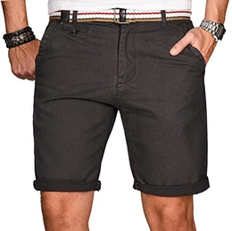 A. Salvarini Herren Bermuda Shorts Kurze Sommer Hose inkl. Gürtel AS-096 [AS-096-Anthrazit-W32]