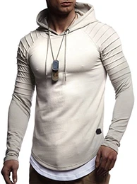 Herren Kapuzenpullover Slim Fit Baumwolle-Anteil Moderner weißer Herren Hoodie-Sweatshirt-Pulli Langarm Herren schwarzer Pullover-Shirt mit Kapuze LN8155 Signalgrau Medium