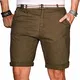 A. Salvarini Herren Bermuda Shorts Kurze Sommer Hose inkl. Gürtel AS-096 [AS-096-Olive-W33]