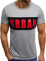 Herren T-Shirt T Shirt Tshirt Kurzarm Kurzarmshirt Tee Top Sport Sportswear Rundhals U-Neck Rundhalsausschnitt Aufdruck Motiv Print JS/SS220 GRAU M