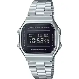 Unisex Erwachsene Digital Quarz Uhr mit Edelstahl Armband A168WEM-1EF