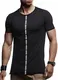 Leif Nelson Herren Sommer T-Shirt Rundhals-Ausschnitt Slim Fit Baumwolle-Anteil Moderner Männer T-Shirt Crew Neck Hoodie-Sweatshirt Kurzarm lang LN1125N Schwarz Medium