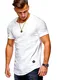 MT Styles Herren Oversize T-Shirt Biker Sweatshirt MT-7101 (Weiß, M)