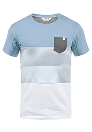 !Solid Malte Herren T-Shirt Kurzarm Shirt Mit Streifen Und Rundhals, Größe:M, Farbe:Sky Blue (1025)