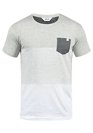 !Solid Malte Herren T-Shirt Kurzarm Shirt Mit Streifen Und Rundhals, Größe:M, Farbe:Light Grey Melange (8242)
