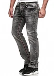 Code47 Herren Jeans Hose Washed Straight Cut Regular Stretch (5056) Dunkelgrau/Blau (5056)