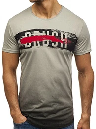 BOLF Herren T-Shirt mit Aufdruck Kurzarm Rundhalsausschnitt Slim Fit Breezy 181408 Hellgrün M [3C3]