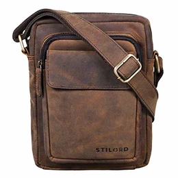 ''''Jannis'''' Leder Umhängetasche Männer klein Vintage Messenger Bag Herren-Tasche Tablettasche für 9.7 Zoll iPad Schultertasche aus echtem Leder, Farbe:Colorado - braun