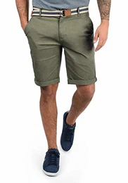 !Solid Monty Herren Chino Shorts Bermuda Kurze Hose Mit Gürtel Aus Stretch-Material Regular-Fit, Größe:M, Farbe:Dusty Oliv (3784)