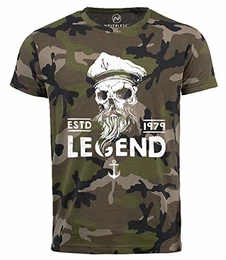 ® Cooles Herren T-Shirt Totenkopf Skull Legend Camouflage Camo-Shirt Tarnmuster camo M