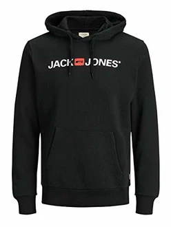 JACK & JONES Male Hoodie Logo Schwarz/Hellblau