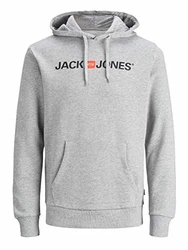 JACK & JONES Male Hoodie Logo Grau/Hellgrau
