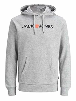 JACK & JONES Male Hoodie Logo Grau/Hellgrau