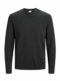 Male Strickpullover V-Ausschnitt MDark Grey Melange