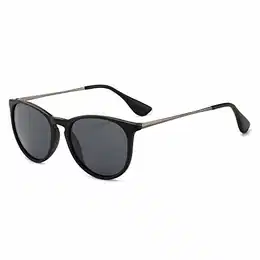 Vintage Runde Sonnenbrille für Damen Herren Klassischer Retro Designer Stil (Schwarz/Grau)-SGT567