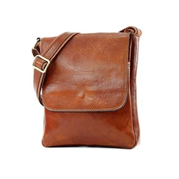 - A001 - ital. Umhänge-/Aktentasche aus Leder, Farbe:A001 Small Cognac
