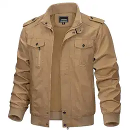 KEFITEVD Übergangsjacke Herren Herbst Jacke Übergang Military Fliegerjacke Männer Frühling Jacke Outdoor Motorradjacke Winddicht Herrenjacke Pilotenjacke Khaki M