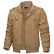 KEFITEVD Frühling Casual Militär Taktische Stil Bomber Jacken Multi-Tasche Stehkragen Jacke Windbreaker Mantel Khaki, X-Large