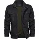 KEFITEVD Frühling Winter Herren Baumwoll Stehkragen Winddichte Jacke Multi-Taschen Militärische Taktische Jacke Schwarz, M