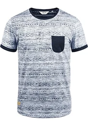 !Solid Ingo Herren T-Shirt Kurzarm Shirt Mit Rundhalsausschnitt und Inka-Print Aus 100% Baumwolle, Größe:M, Farbe:Insignia Blue (1991)