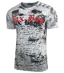 Baxboy Herren Rundhals Vintage T-Shirt Slim Fit Design Fashion Top Print Shirt 102 Grau