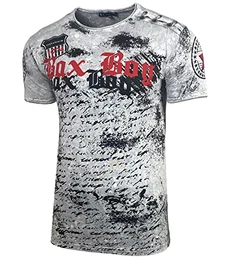 Herren Rundhals Vintage T-Shirt Kurzarm Slim Fit Design Fashion Top Print Shirt 102, Farbe:Grau, Größe:M