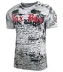 Herren Rundhals Vintage T-Shirt Kurzarm Slim Fit Design Fashion Top Print Shirt 102, Farbe:Grau, Größe:M