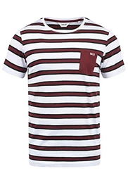 !Solid Salu Herren T-Shirt Kurzarm Shirt Mit Streifen Und Rundhalsausschnitt 100% Baumwolle, Größe:XXL, Farbe:Wine Red (0985)