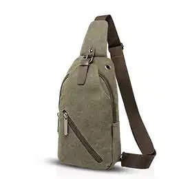 Vintage Rucksack Sling Bag Umhängetasche Messenger Tasche Schultertasche Reisen Crossbady Bag Sporttasche Frauen/Herren Segeltuch Grün