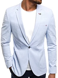 OZONEE Herren Sakko Jackett Business Anzugjacke Blazer Kurzmantel BLACK ROCK BR-07 M/50 HELLBLAU