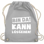 Shirtracer Sprüche Bin da kann losgehen WM110 Turnbeutel und Stoffbeutel Hellgrau (WM110)