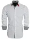 Burlady Herren Hemden Langarmhemd Regular Fit Bügelleicht Bussiness Freitizeit Party Hochzeit, Weiss(Rot im Kragen), M