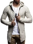 Leif Nelson Herren Sweatjacke mit Kapuze Slim Fit Hoodie-Cardigan LN8149 Schwarz/Signalgrau (LN8149)