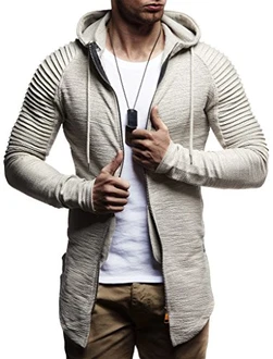 Leif Nelson Herren Sweatjacke mit Kapuze Slim Fit Hoodie-Cardigan LN8149 Schwarz/Signalgrau (LN8149) Leif Nelson Herren Sweatjacke mit Kapuze Slim Fit Hoodie-Cardigan LN8149 Schwarz/Signalgrau (LN8149)