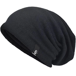 Herren Baumwolle Mütze Strickmützen Slouch Beanie Schädel Cap Winter Sommer Hüte (305-Schwarz)