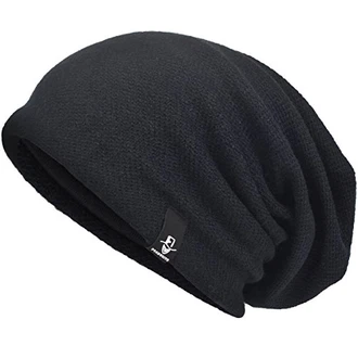 VECRY Herren Mütze Strickmützen Slouch Beanie Cap Schwarz (305) VECRY Herren Mütze Strickmützen Slouch Beanie Cap Schwarz (305)