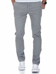 Herren Vintage Slim Fit Stretch Chino Hose Jeans 7011 Grau Vintage W31/L32