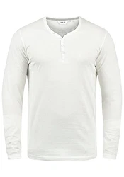 Solid Doriano Herren Longsleeve Langarmshirt mit Grandad-Ausschnitt Off White