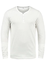 SDDoriano Herren Longsleeve Langarmshirt Shirt mit Grandad-Ausschnitt Baumwollmischung Regular fit, Größe:XL, Farbe:Off White (0104)