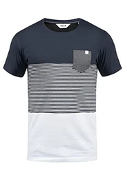 !Solid Malte Herren T-Shirt Kurzarm Shirt Mit Streifen Und Rundhals, Größe:M, Farbe:Insignia Blue (1991)